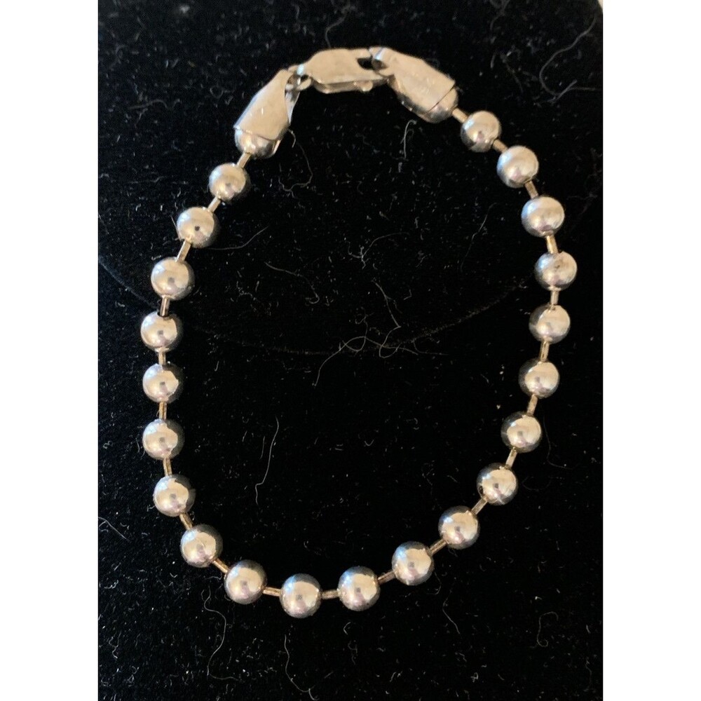 Y Italy Solid Sterling Silver Ball Bead Bracelet 6mm Unisex 7.5”